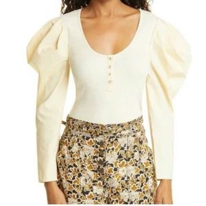 Ulla Johnson Joanne Ribbed Jersey Poplin Top